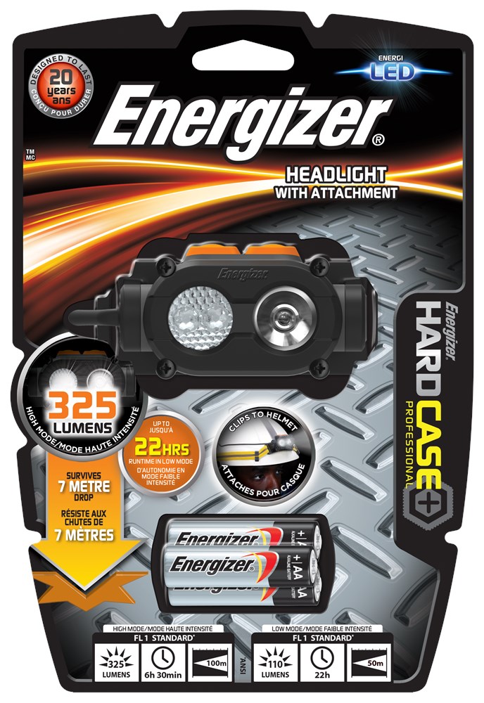 TORCHE FRONTALE 2 LED + 3XAA + CLIP DE CASQUE -  ENERGIZER